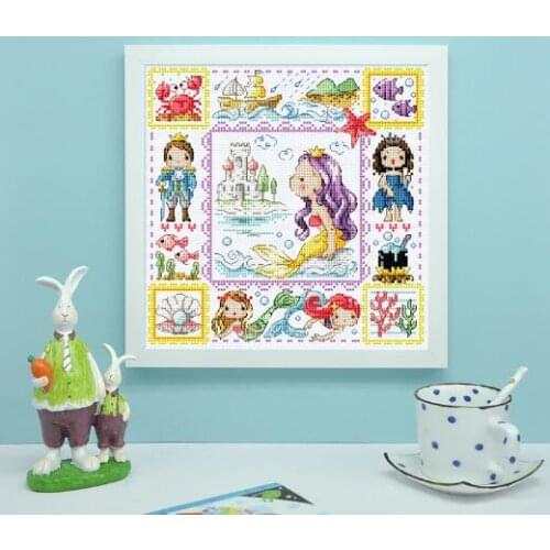 Hh TOP Cross stitch kits Counted Cross Stitch Kit The Little Mermaid Fairyland Fairytale Fairy Tale Wonderland SO