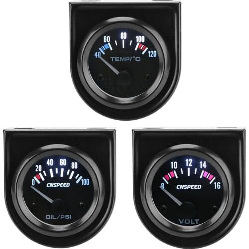 LEEPEE 12V Automobile Vehicle Meter Water Temperature Meter 0-100PSI Oil Pressure Gauge 2" 52mm Voltmeter Car Gauge