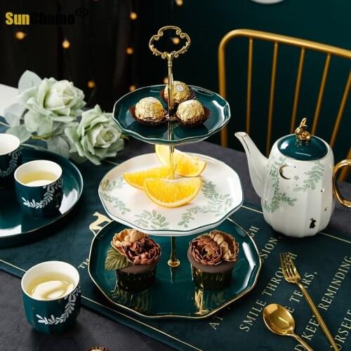 Ceramic Multi-Layer Fruit Plate Affordable Luxury Style Living Room European Household Dim Sum Plate Dessert Table Cake Pallet