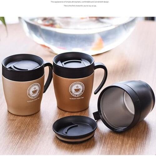 Stainless Steel Coffee Mug Insulated Thermos Double Wall Water Cup With Lid Drink Cups with Spoon Home Drinking Utensils