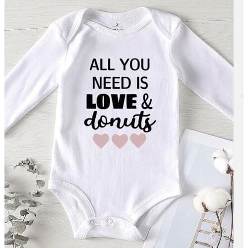Toddler Summer Bodysuits for Babies Outfit Girl Infant Clothing Newborn Baby Clothes Boys All You Need Is Love & Donuts Prints