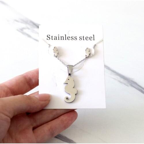 LUXUKISSKIDS Hippocampus Animal Office Korean Necklaces Earrings Jewelry Sets For Woman Indian Jewellry Set collares para mujer
