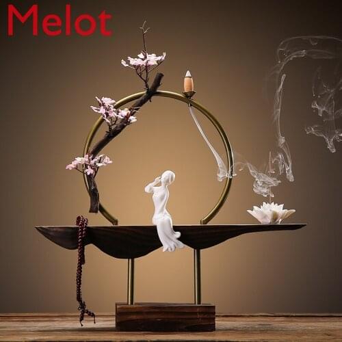Chinese Household Hallway Living Room TV Cabinet Office Soft Decoration Backflow Incense Creative Wood Aromatherapy Decorative