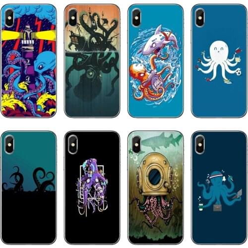 Funny octopus Soft phone cover case For Huawei P40 P30 P20 Pro P10 P9 Lite Y5 Y6 Y7 Y9 P Smart Plus 2018 2019