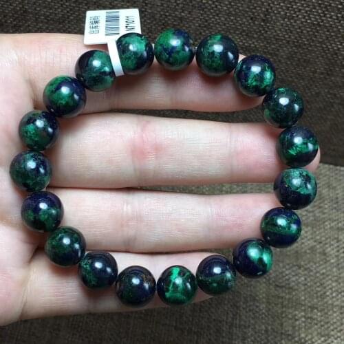 Natural Malachite Azurite Strong Power Green Blue Bracelet 10.5mm Round Beads Woman Men Azurite Bracelet Genuine AAAAAA