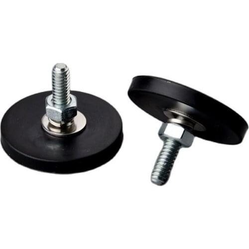 4pcs D43mm Neodymium Magnet with Rubber Coated and M6 1/4 Imperial External Thread Working Light Fixture Camera Magnetic Base