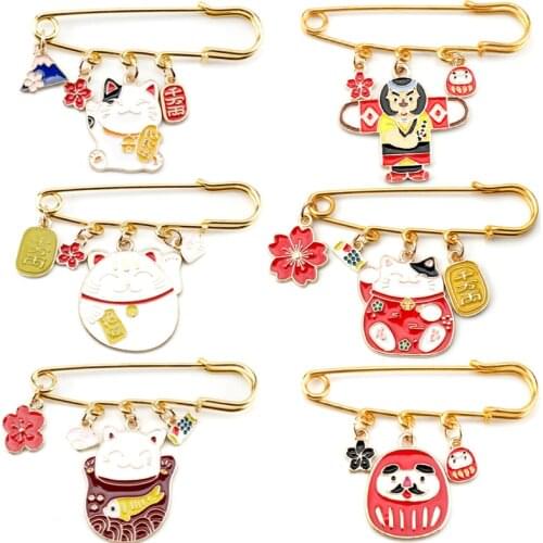 New Fashion Jewelry Brooch Brooch Buckle Sakura Cat Brooches Pins Women Women Safety Pins Men Children Bags Hat Cartoon pin Gift