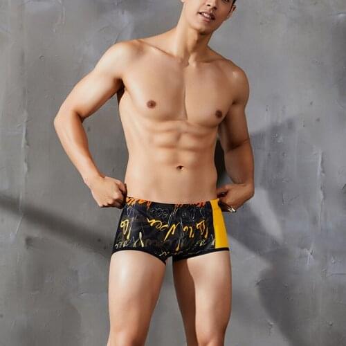 2019 new drawstring design swimwear men sexy men swim trunk boxer shorts man beach shorts surfing swim brief men swimsuits sunga