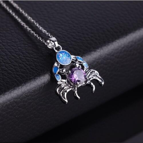 Lovely Female White/Blue Cute Crab Pendant Necklaces For Women Fashion Animal Jewelry Choker Necklace Birthday Gifts