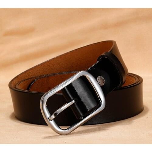 Genuine Leather Belt Men Smart Casual Buckle New Designer Waist Belt Cowskin Split Leather Luxury Brand Belt for Men 110-130 CM