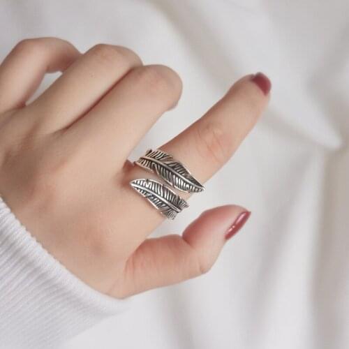 Exaggerated Personality Retro Feather Rings For Women Charm Engagement Rings Men Vintage Knuckle Finger Jewelry