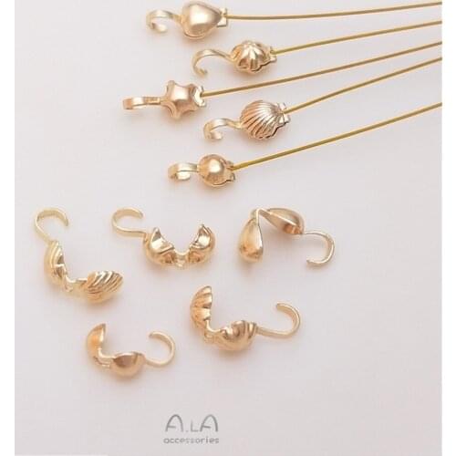 Shell bag buckle 14K gold flower shaped five-pointed star heart-shaped hook buckle end buckle DIY material jewelry accessories