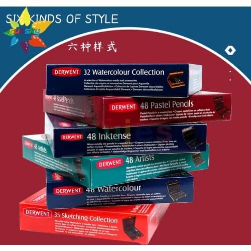 UK Derwent Drawing pencil Color lead pencil / pastel pencil / sketch pencil high grade wooden box suit professional art supplies