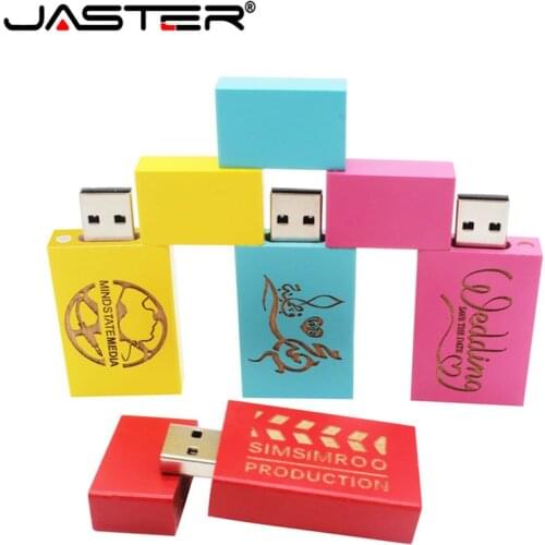 JASTER LOGO personality wooden colorful block USB flash drive creative gift u disk pendrive 4G 16GB 32GB 64GB wood memory stick