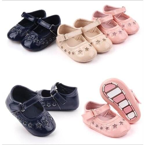 Spring Autumn Baby PU Shoes Infants Rubber Sole Girls Princess Shoes Anti-slip Newborn Soft First Walkers