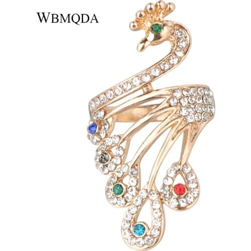 Wbmqda Peacock Crystal Ring Wholesale Animal Jewelry
