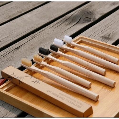 1PC Adult/Kid Environmental Bamboo Charcoal Toothbrush For Oral Care Teeth Cleaning Eco Friendly Wooden Soft Bristle With Box