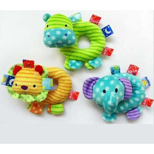 0-12 Months Newbron Baby Rattles Toys Bibi Bar Cute Holding Animal Plush Hand Baby Dolls Early Educational Gift Hand Training