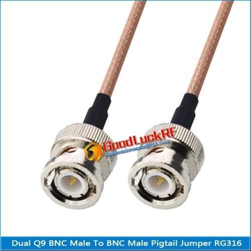 1X Pcs Q9 BNC Male to BNC Male Plug Pigtail Jumper RG316 RF Connector Extend Cable Dual Q9 BNC Male