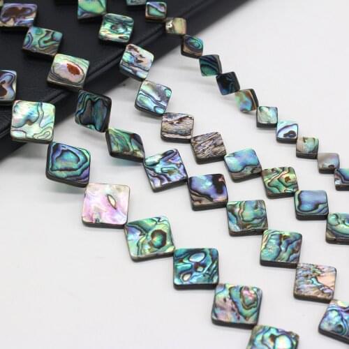 2Pcs Natural Abalone Shell Beads Square Shiny Abalone Shell Necklace Accessories Charm for Jewelry Making Bracelet Earrings Gift