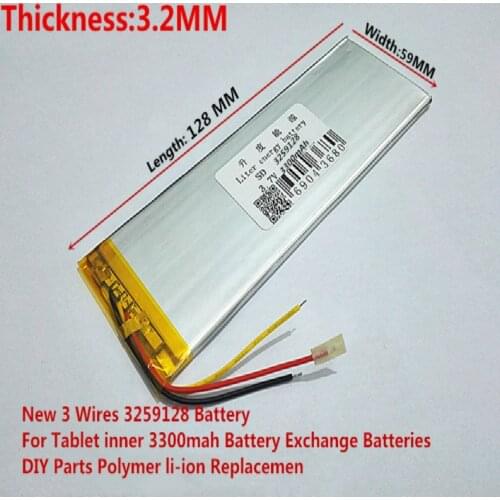 3 Wires 3259128 3.7V 3300MAH Battery For Tablet inner 3060130 Battery Exchange Batteries DIY Parts Polymer li-ion Replacemen