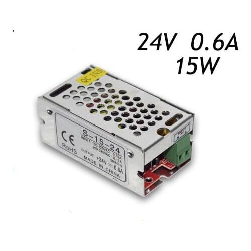 20Pcs/Lot High Quality 24V 600mA 15W Power Adapter Driver For LED Strip AC 110V 220V To DC Power Supply Non-Waterproof