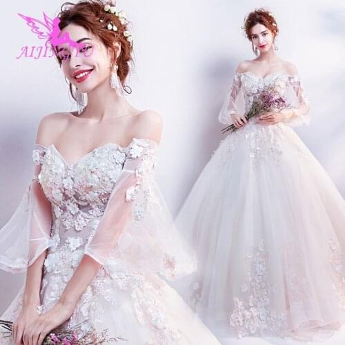 AIJINGYU 2021 2020 bridal Customized new hot selling cheap ball gown lace up back formal bride dresses wedding dress TJ177