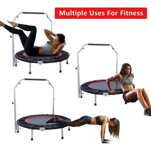 40 Inches Fitness Yoga Trampoline Home Childrens Indoor Bounce Bed Kids Jump Bed With Armrests Adult Exercise Weight Loss HWC