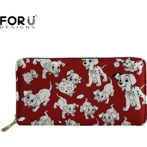 FORUDESIGNS Brand Design Women Wallets Funny Dalmatian Dog Pattern Long Leather Purses for Ladies Party Clutch Money Phone Bags