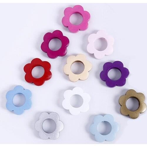 Big Hole 27*27mm Multicolor Plum-shaped Wooden Beads DIY Beaded Costume Jewelry Toy Accessories Jewelry Making