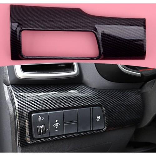 CITALL Carbon Fiber Style Headlight Switch Frame Cover Trim Fit for Hyundai Tucson 2015 2016 2017 2018 2019