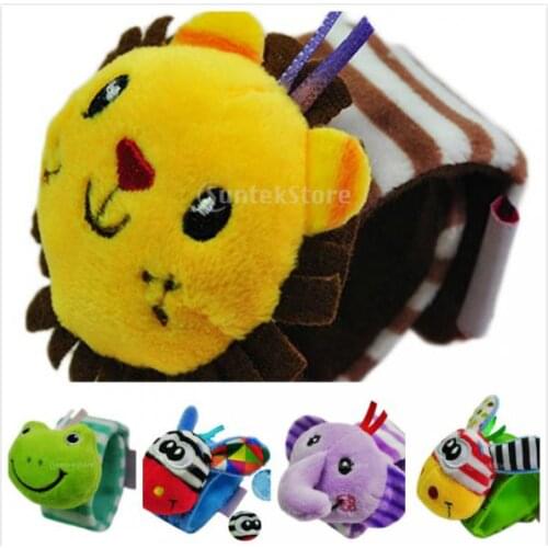 Kids Child Colorful Preschool Educational Plush Animals Wristbands Rattles Play Soft Outdoor Rattles Toy Birthday Gift Pick