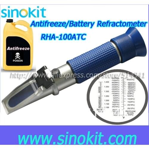 Ethylene Glycol: -84'F-32'F Hand held Antifreeze/Battery Blue Grip Refractometer RHA-100ATC