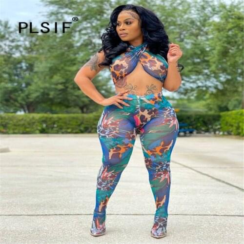 European Sleeveless Print Jumpsuit Women Sexy Club Beach Romper Women Jumpsuit Ladies Playsuits