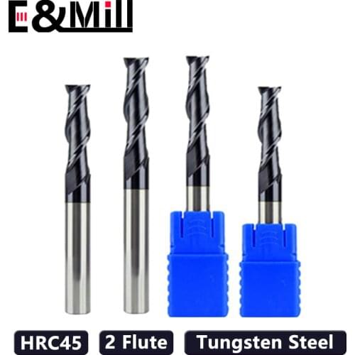 1-12mm Carbide Milling Cutter HRC45 Tungsten Steel Coated Keyway 2 Flute Flat Tungsten Steel Milling Cutter CNC end mill Tool