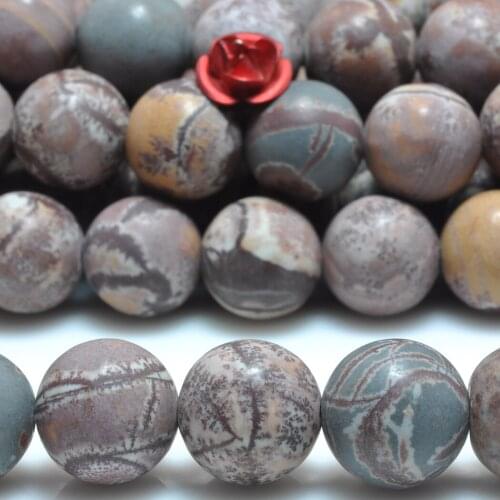 ICNWAY Natural Pictorial Gemstone Dull Polish Round Loose Beads DIY Bracelet Necklace Earrings Making Jewelry 15inch