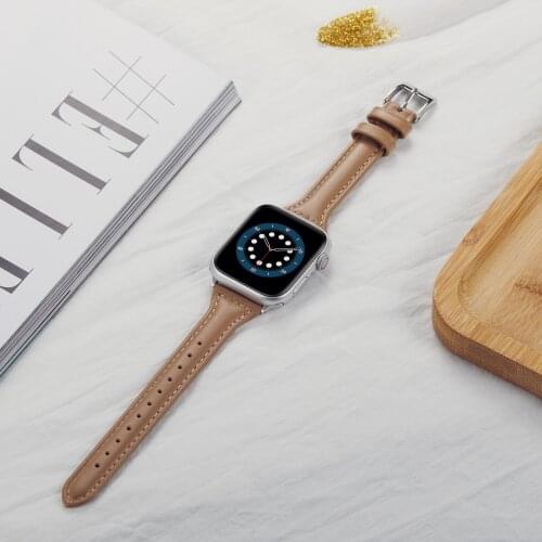 Leather strap for Apple Watch 44mm 40mm 38mm 42mm series 6 5 4 SE slim T-shaped leather strap for iWatch iWatch 3 2 1