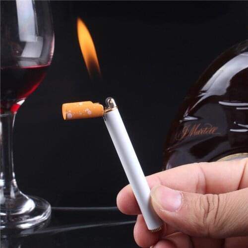 Creative Mini Compact Torch Lighter Butane Gas Metal Cigarette Shaped Lighter Free Fire Grinding Wheel Pocket Lighter Outdoor