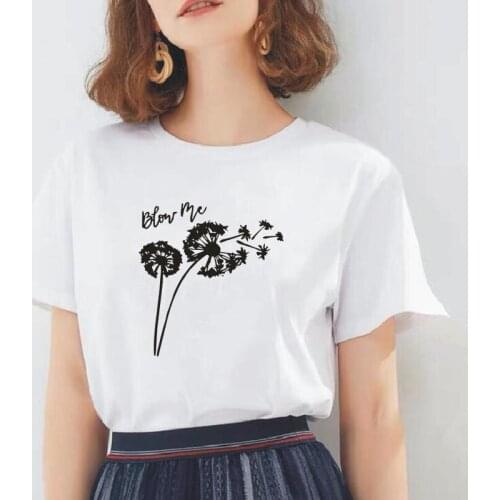 Fashion Dandelion Print Women T Shirt Summer Short Sleeve Funny Casual Tee Shirt Femme Casual T Shirts Women Tops Camiseta Mujer