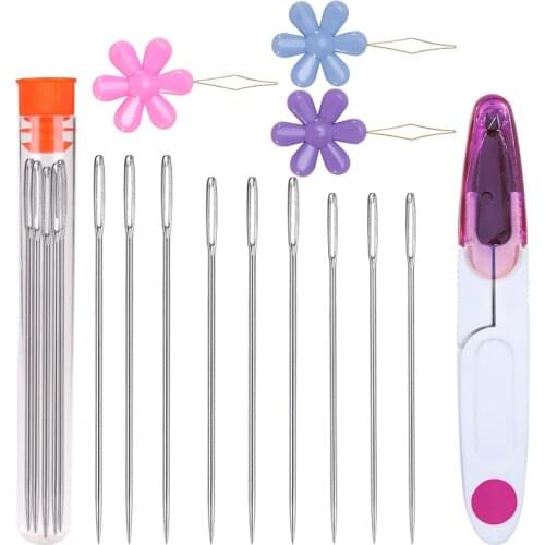 Nonvor Sewing Needles Tools Kit Large Eye Stitching Needles With Scissors Threader DIY Hanmade Sewing Kit Crafting Projects