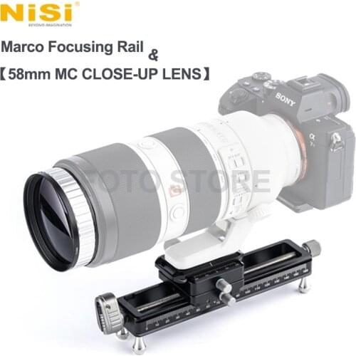 Nisi Macro Focusing Rail Gimbal Guide Slider Quick Release Camera Bracket with Macro 58mm CLOSE UP LENS