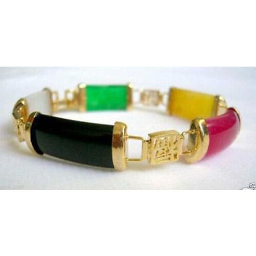 Natural Mix Colors good jewerly Fortune Luck Link Bracelet jade