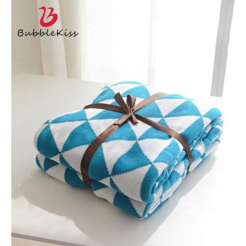 Bubble Kiss Knitted Thread Blanket For Beds Double-Layer Pure Cotton Throw Blanket Simple Geometry Pattern Office Nap Blanket