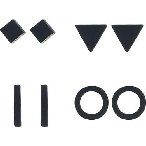 Wholesale Punk Jewelry Geometric Triangle Bar Square Round Stud Earrings for Women Hip Hop Black Piercing Studs 4pair/set