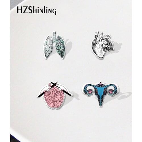 Organs Heart Cartoon Acrylic Lapel Pin Badge Resin Epoxy Jewelry