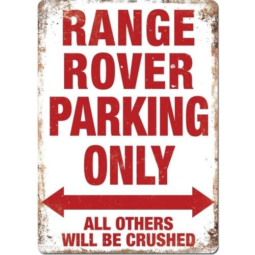 "RANGE ROVER Parking" White Metal Wall Sign Plaque Garage Classic 4x4 Offroad(Visit Our Store, More Products!!!)