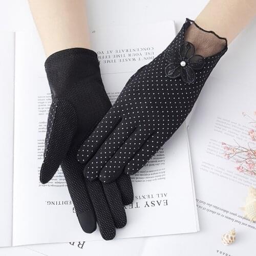Women Summer Sun Protection Lacework Outdoor Breathable Finger Driving Gloves Spot Non-slip Touch Screen Ladies Gloves