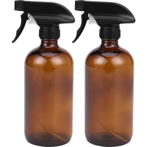 Empty Amber Glass Spray Bottles with Labels (2 Pack) - Refillable Container for Essential Oils, Cleaning Products, or Aromathera