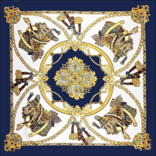 Horse Luxury Brand 90cm Square Scarf Fashion Scarves For Women Female Silk Scarf Shawl Bandana For Head Hijab Scarfs Warps