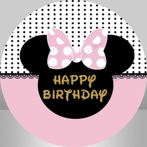 Cartoon Pink Mouse Head Bowknot Backdrops Girl Birthday Party Background Newborn Baby Shower Photo Banner Poster Wallpaper